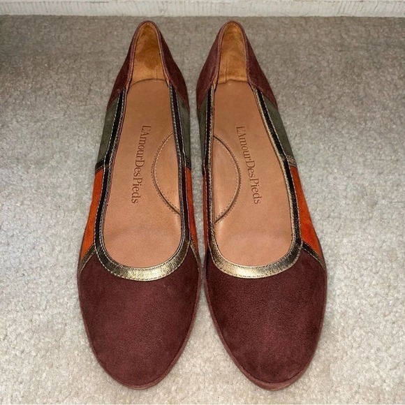 L'Amour Shoes - L'amour Des Pieds Suede Leather Slip on Wedge Shoes Size 7